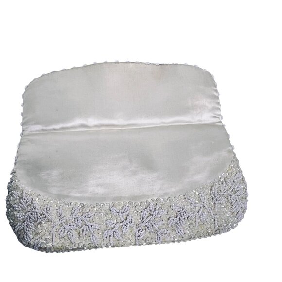 La Regale Ltd Ivory Beaded & Sequined Evening Bag Made In Hong Kong (5907) - Picture 5 of 15